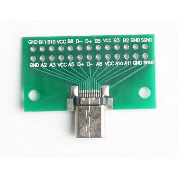 USB C Male Breakout Board Test Board Repair 24 Pin Socket Adapter Switch Phones - Picture 3 of 3